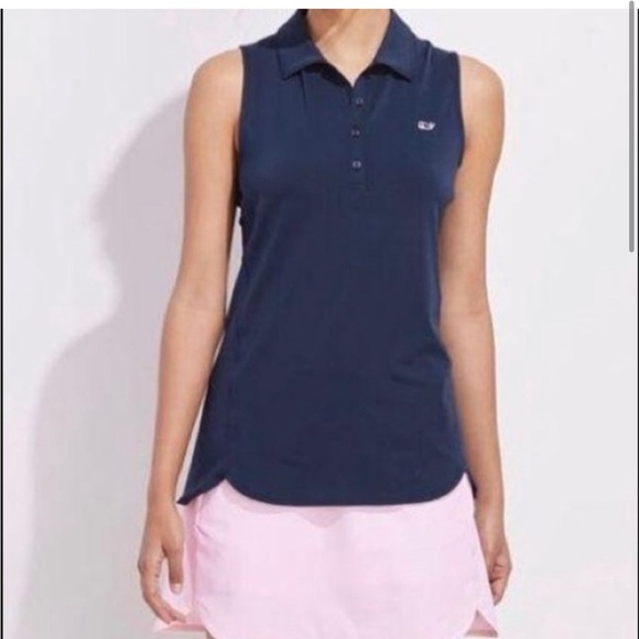 Vineyard Vines Womens Sleeveless Solid Jersey Collared Polo Shirt XL - Picture 7 of 9